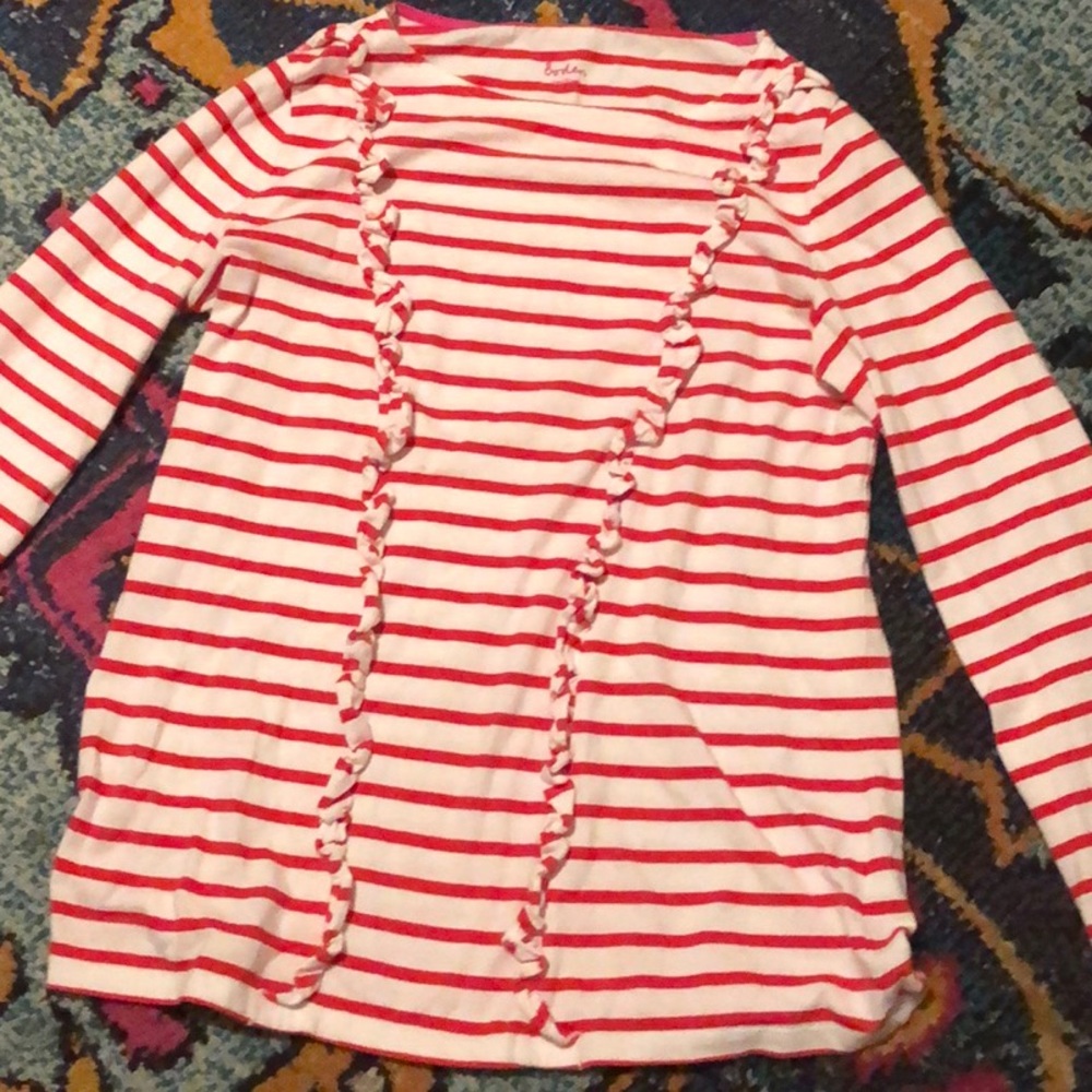 Boden Red Breton Stripe Top